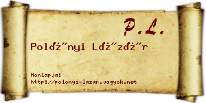 Polónyi Lázár névjegykártya